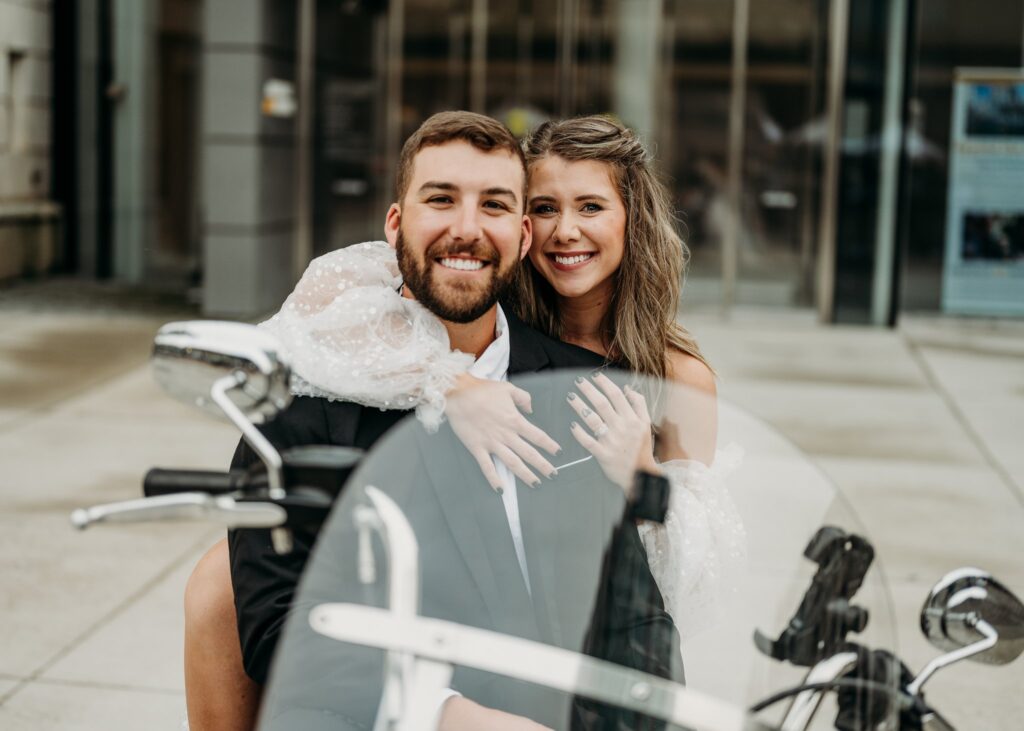 Couple-on-motorcycyle-in-downtown-asheville-elopement-photoshoot
