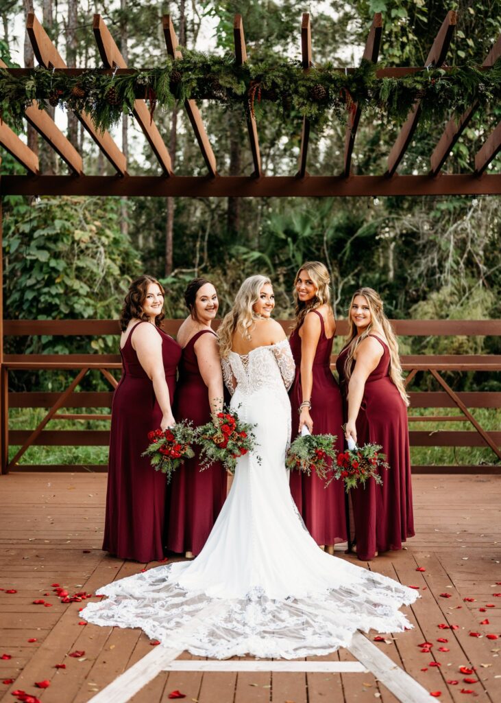 bride-with-bridesmaids-rustic-christmas-wedding-fort-myers-florida
